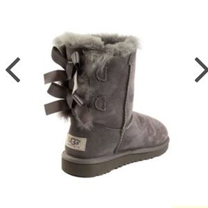 Kids Grey Bailey Bow Uggs